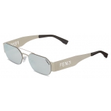 Fendi - Fendi Cut Out - Occhiali da Sole Rettangolare - Argento - Occhiali da Sole - Fendi Eyewear