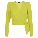 Elisabetta Franchi - Crossed Sash Shirt - Yellow - Shirt - Made in Italy - Luxury Exclusive Collection