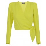 Elisabetta Franchi - Crossed Sash Shirt - Yellow - Shirt - Made in Italy - Luxury Exclusive Collection