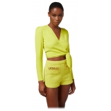 Elisabetta Franchi - Crossed Sash Shirt - Yellow - Shirt - Made in Italy - Luxury Exclusive Collection