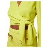 Elisabetta Franchi - Camicia con Fusciacca ad Incrocio - Giallo - Camicia - Made in Italy - Luxury Exclusive Collection