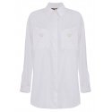 Elisabetta Franchi - Oversized Shirt with Jewel Buttons - White - Shirt - Made in Italy - Luxury Exclusive Collection