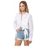 Elisabetta Franchi - Oversized Shirt with Jewel Buttons - White - Shirt - Made in Italy - Luxury Exclusive Collection