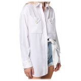 Elisabetta Franchi - Oversized Shirt with Jewel Buttons - White - Shirt - Made in Italy - Luxury Exclusive Collection