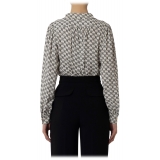 Elisabetta Franchi - Logo Blouse with Chain - White/Black - Shirt - Made in Italy - Luxury Exclusive Collection