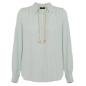 Elisabetta Franchi - Blouse with Chain Detail - Light Blue - Shirt - Made in Italy - Luxury Exclusive Collection