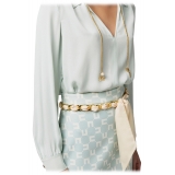 Elisabetta Franchi - Blouse with Chain Detail - Light Blue - Shirt - Made in Italy - Luxury Exclusive Collection