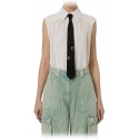 Elisabetta Franchi - Sleeveless Blouse with Tie - White - Shirt - Made in Italy - Luxury Exclusive Collection