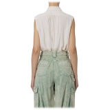 Elisabetta Franchi - Sleeveless Blouse with Tie - Light Blue - Shirt - Made in Italy - Luxury Exclusive Collection