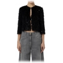 Elisabetta Franchi - Short Jacket with Fringes and Sequins - Black - Jacket - Made in Italy - Luxury Exclusive Collection