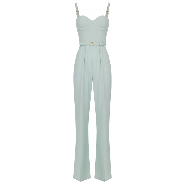 Elisabetta Franchi - Wide Leg One Piece Jumpsuit - Grey - Dress - Made in Italy - Luxury Exclusive Collection