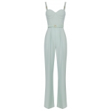 Elisabetta Franchi - Wide Leg One Piece Jumpsuit - Grey - Dress - Made in Italy - Luxury Exclusive Collection