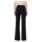 Elisabetta Franchi - Pantalone a Palazzo con Cinturino - Nero - Pantaloni - Made in Italy - Luxury Exclusive Collection