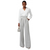 Elisabetta Franchi - Palazzo Trousers with Pences - Grey - Trousers - Made in Italy - Luxury Exclusive Collection