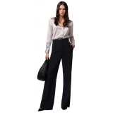 Elisabetta Franchi - Wide Leg Trousers with Strap - Black - Trousers - Made in Italy - Luxury Exclusive Collection