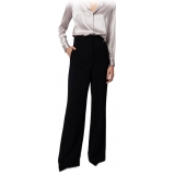 Elisabetta Franchi - Wide Leg Trousers with Strap - Black - Trousers - Made in Italy - Luxury Exclusive Collection