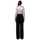 Elisabetta Franchi - Pantalone a Gamba Ampia con Cinturino - Nero - Pantaloni - Made in Italy - Luxury Exclusive Collection