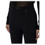 Elisabetta Franchi - Pantalone Slim con Cinturino - Nero - Pantaloni - Made in Italy - Luxury Exclusive Collection