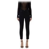 Elisabetta Franchi - Pantalone Slim con Cinturino - Nero - Pantaloni - Made in Italy - Luxury Exclusive Collection