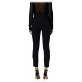 Elisabetta Franchi - Slim Trousers with Strap - Black - Trousers - Made in Italy - Luxury Exclusive Collection