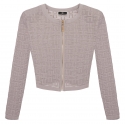 Elisabetta Franchi - Cardigan in Maglia Traforata con Loghi - Grigio - Maglione - Made in Italy - Luxury Exclusive Collection