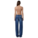 Elisabetta Franchi - Jeans Gamba Larga in Tela Leggera - Blu - Pantaloni - Made in Italy - Luxury Exclusive Collection