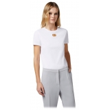 Elisabetta Franchi - T-Shirt con Applicazione Logo Metallico- Bianco - T-Shirt - Made in Italy - Luxury Exclusive Collection