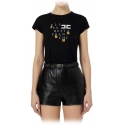 Elisabetta Franchi - T-Shirt con Applicazioni Catene - Nero - T-Shirt - Made in Italy - Luxury Exclusive Collection