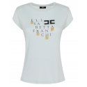 Elisabetta Franchi - T-Shirt con Applicazioni Catene - Verde Acqua - T-Shirt - Made in Italy - Luxury Exclusive Collection