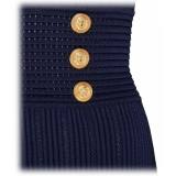 Balmain - Mini Abito in Maglia a Coste - Blu Navy - Balmain Exclusive Luxury Collection