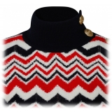 Balmain - Maglione in Lana Vergine a Zig Zag - Rosso Bianco Nero - Balmain Exclusive Luxury Collection