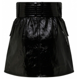 Balmain - Belted Leather Miniskirt - Black - Balmain Exclusive Luxury Collection