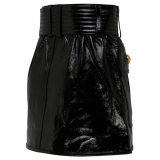 Balmain - Belted Leather Miniskirt - Black - Balmain Exclusive Luxury Collection