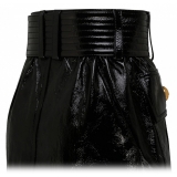 Balmain - Belted Leather Miniskirt - Black - Balmain Exclusive Luxury Collection