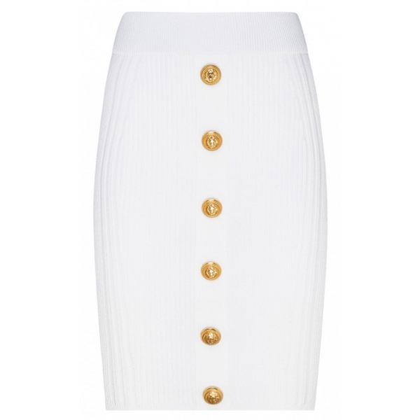 Balmain - Ribbed Knit Pencil Skirt - White - Balmain Exclusive Luxury Collection