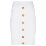 Balmain - Ribbed Knit Pencil Skirt - White - Balmain Exclusive Luxury Collection