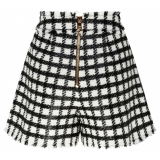 Balmain - Pantaloncini in Tweed di Lana Vergine - Nero Bianco - Balmain Exclusive Luxury Collection