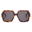 Fendi - FF Diamonds - Occhiali da Sole Squadrata Oversize - Marrrone - Occhiali da Sole - Fendi Eyewear