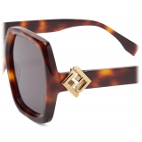 Fendi - FF Diamonds - Occhiali da Sole Squadrata Oversize - Marrrone - Occhiali da Sole - Fendi Eyewear