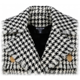 Balmain - Giacca in Tweed di Lana Vergine con Cintura - Nero Bianco - Balmain Exclusive Luxury Collection