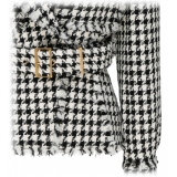 Balmain - Giacca in Tweed di Lana Vergine con Cintura - Nero Bianco - Balmain Exclusive Luxury Collection