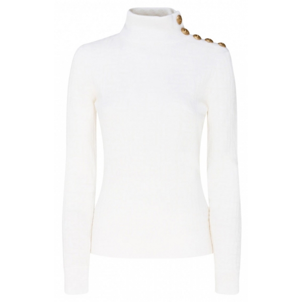 Balmain - Maglione in Lana Vergine a Zig Zag - Bianco - Balmain Exclusive Luxury Collection