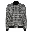 Balmain - Cotton Monogram Pattern Reversible Bomber Jacket - Black White - Balmain Exclusive Luxury Collection