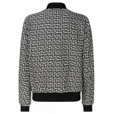 Balmain - Cotton Monogram Pattern Reversible Bomber Jacket - Black White - Balmain Exclusive Luxury Collection