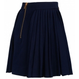 Balmain - Wool Pleated Miniskirt - Navy Blue - Balmain Exclusive Luxury Collection