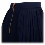 Balmain - Minigonna Plissettata in Lana - Blu Navy - Balmain Exclusive Luxury Collection