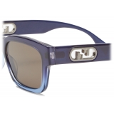 Fendi - O’Lock - Occhiali da Sole Rettangolare - Blu - Occhiali da Sole - Fendi Eyewear