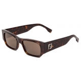 Fendi - FF Squared - Occhiali da Sole Rettangolare Squadrati - Marrone - Occhiali da Sole - Fendi Eyewear