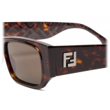 Fendi - FF Squared - Occhiali da Sole Rettangolare Squadrati - Marrone - Occhiali da Sole - Fendi Eyewear