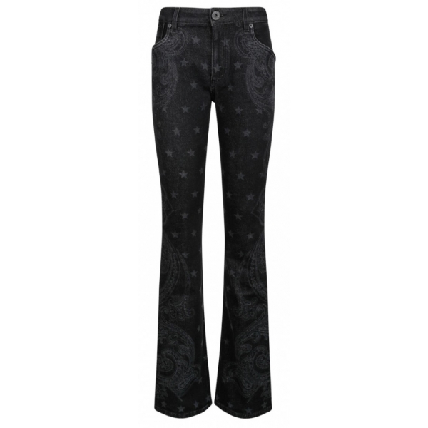 Balmain - Jeans Denim con Stampa Stelle e Paisley - Nero - Balmain Exclusive Luxury Collection